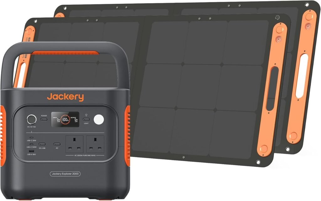 Jackery Solar Generator 2000 v2 with 200W Solar Panels, 2042Wh/2200W LiFePo4 Portable Power Station, USB-C PD 100W Fast Charging for Road Trips/RVing/Outdoor Camping/Daily Energy Storage