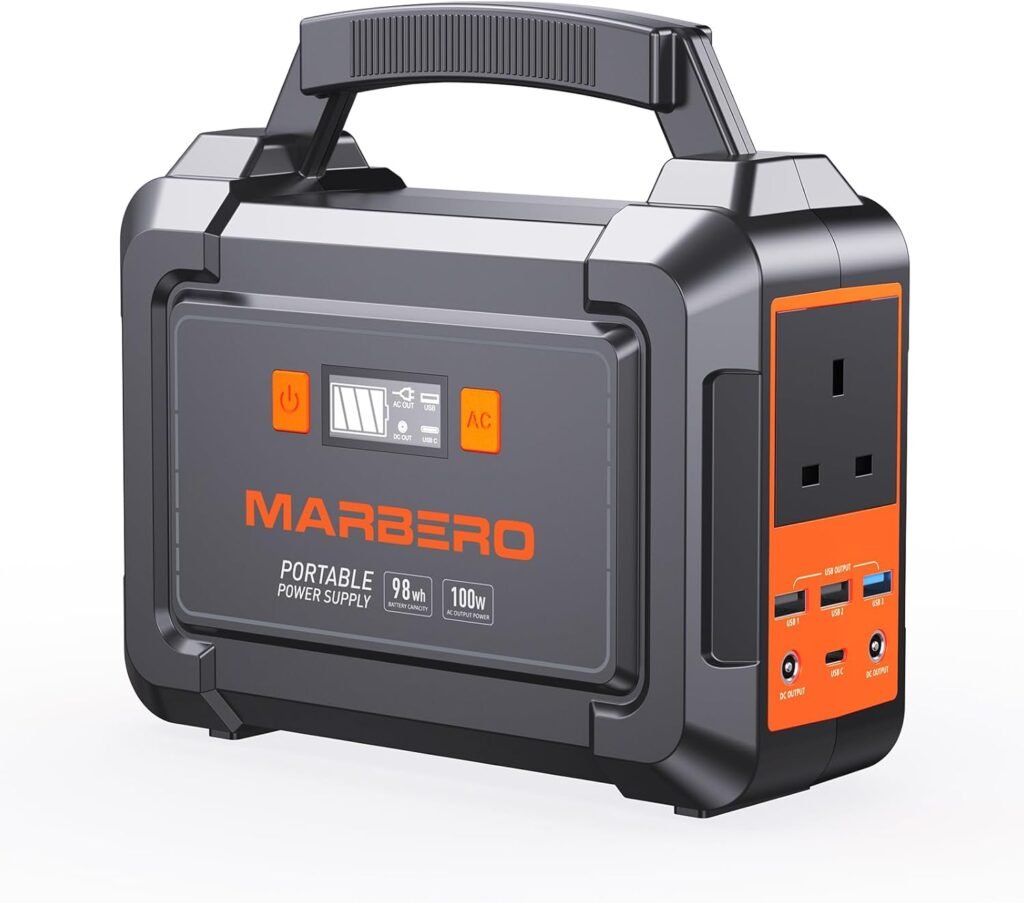 MARBERO Portable Power Station 24,000mAh Solar Generator with AC Plug Socket 120W Peak 88.8Wh Fast Charging Power Bank for Home Backup Outage Emergency Outdoor Adventure Picnic Travel RV