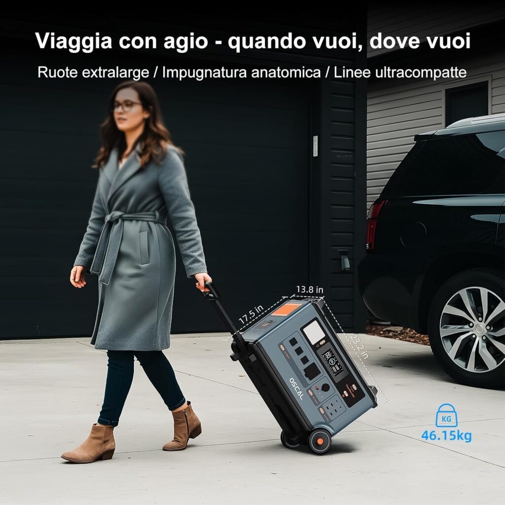 OSCAL PowerMax 3600 Portable Solar Electric Generator 3600W, Expandable up to 57.6 kWh, 3600 Wh Solar Power Station with 4 AC Sockets 3600W, Emergency with APP Control for Home