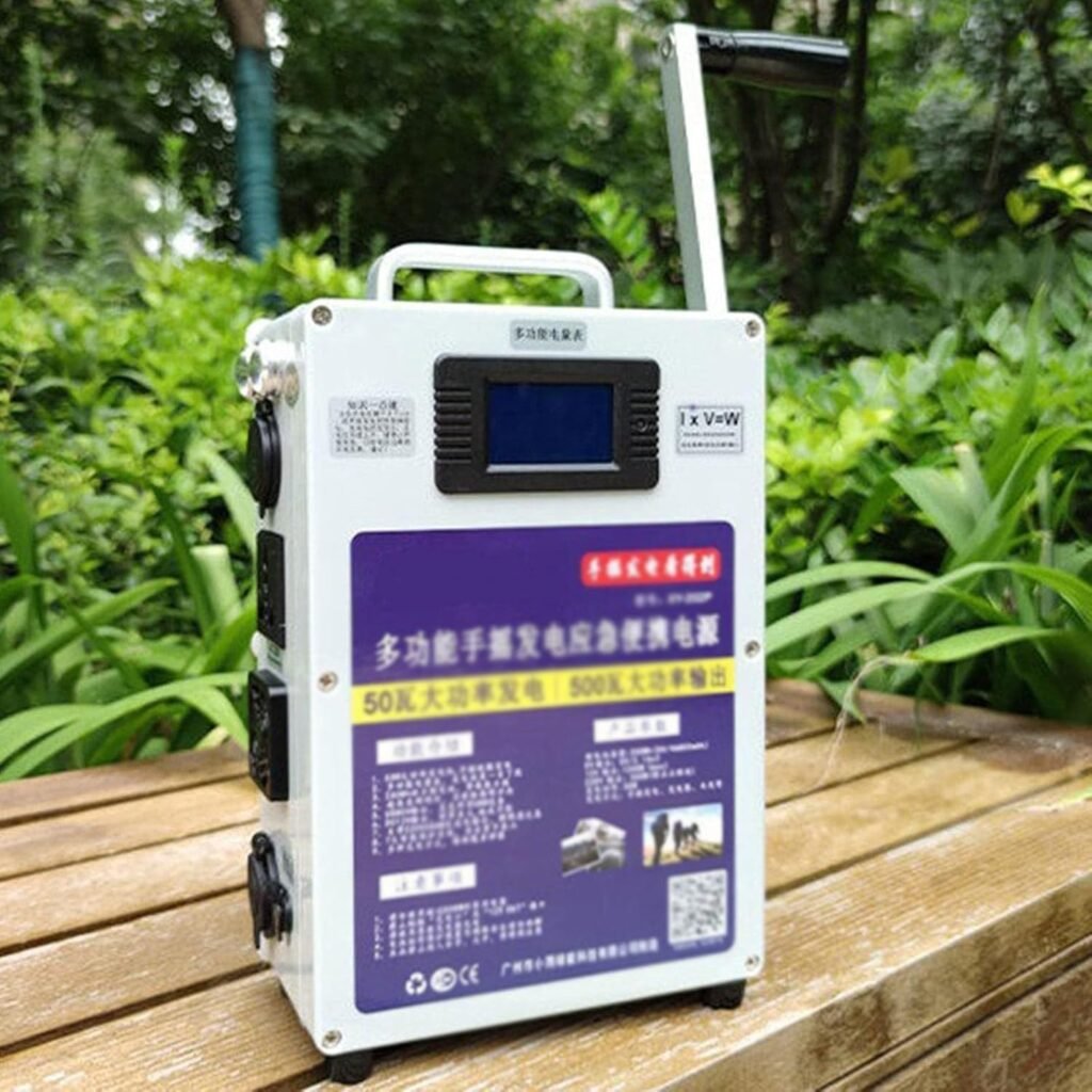 Outdoor Charger Generators 500W Multifunctional Hand Generator,200Wh 46800mAh Hand Crank Generator,Portable Power Station With Socket,220V AC/DC/USB Mobile Power Generators