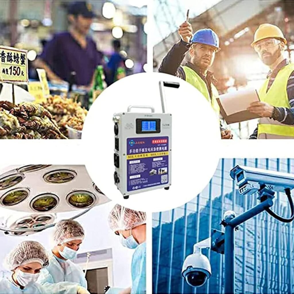 Outdoor Charger Generators 500W Multifunctional Hand Generator,200Wh 46800mAh Hand Crank Generator,Portable Power Station With Socket,220V AC/DC/USB Mobile Power Generators