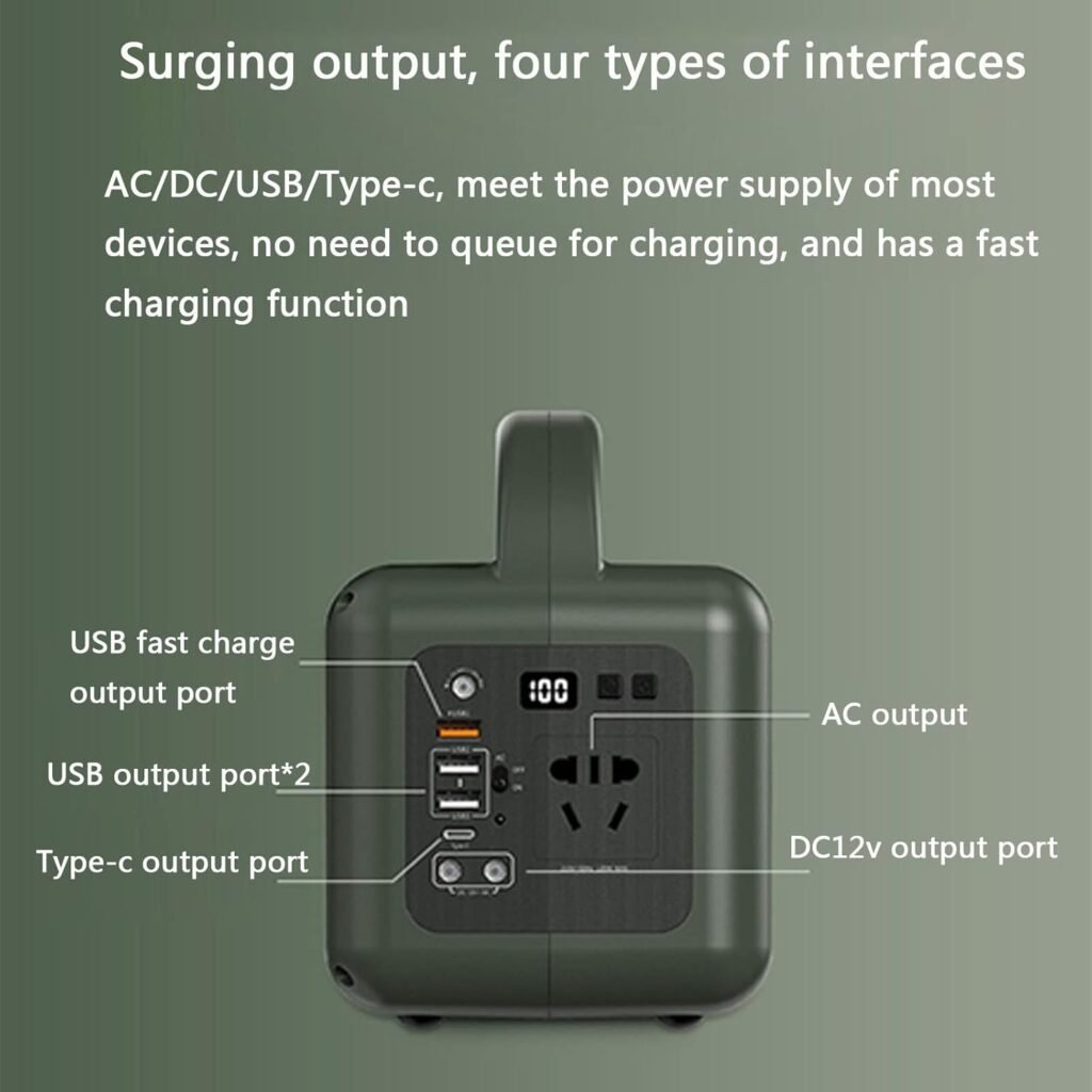Portable Power Station 220V/ 120W(Peak 240W) Pure Sine Wave AC Outlet 140.4Wh/ 39000mAh Solar Generator for Outdoor Camping Travel Fishing