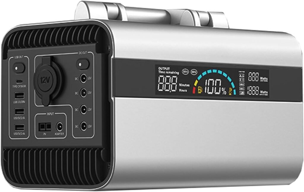 Portable Power Station 600W Solar Generator Mobile Power Camping Battery Power Supply with 220V Socket for Outdoor Camping Travel Hunting Blackout