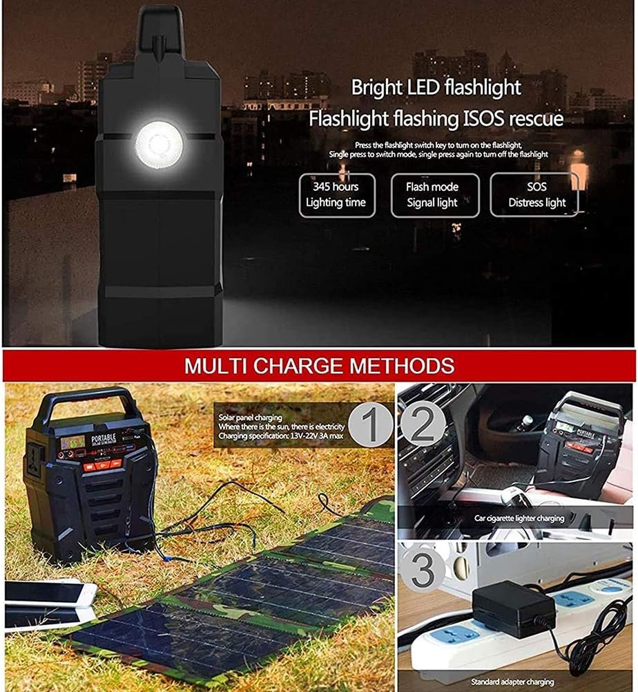 Portable Power Station 75000mAh 278Wh Solar Generator Emergency Lithium Battery Pack with AC/DC/USB Ports Power Supply with LED Flashlight for Outdoor Emergency Power