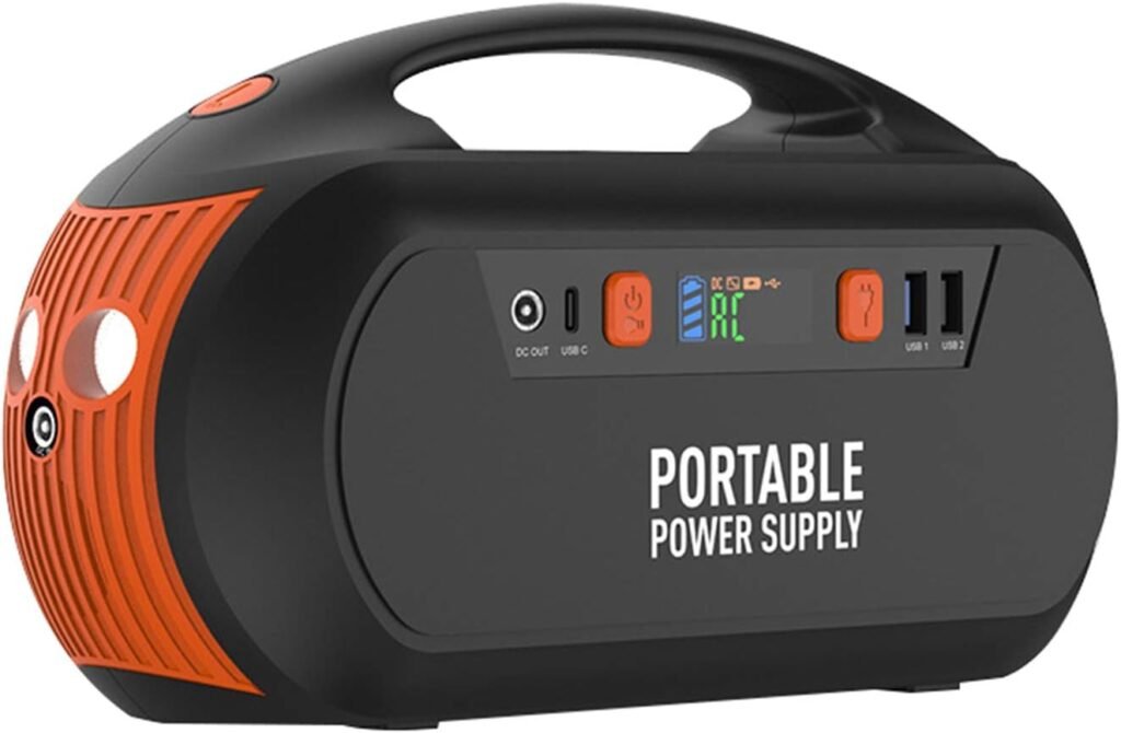 Portable Power Station and Outdoor Solar Generator, 100 Rated Watts and 150 Peak Watts, 60000 mAh Lithium-Ion Battery (Solar Panel Not Included),Orange,110V