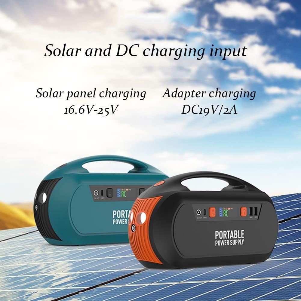 Portable Power Station and Outdoor Solar Generator, 100 Rated Watts and 150 Peak Watts, 60000 mAh Lithium-Ion Battery (Solar Panel Not Included),Orange,110V