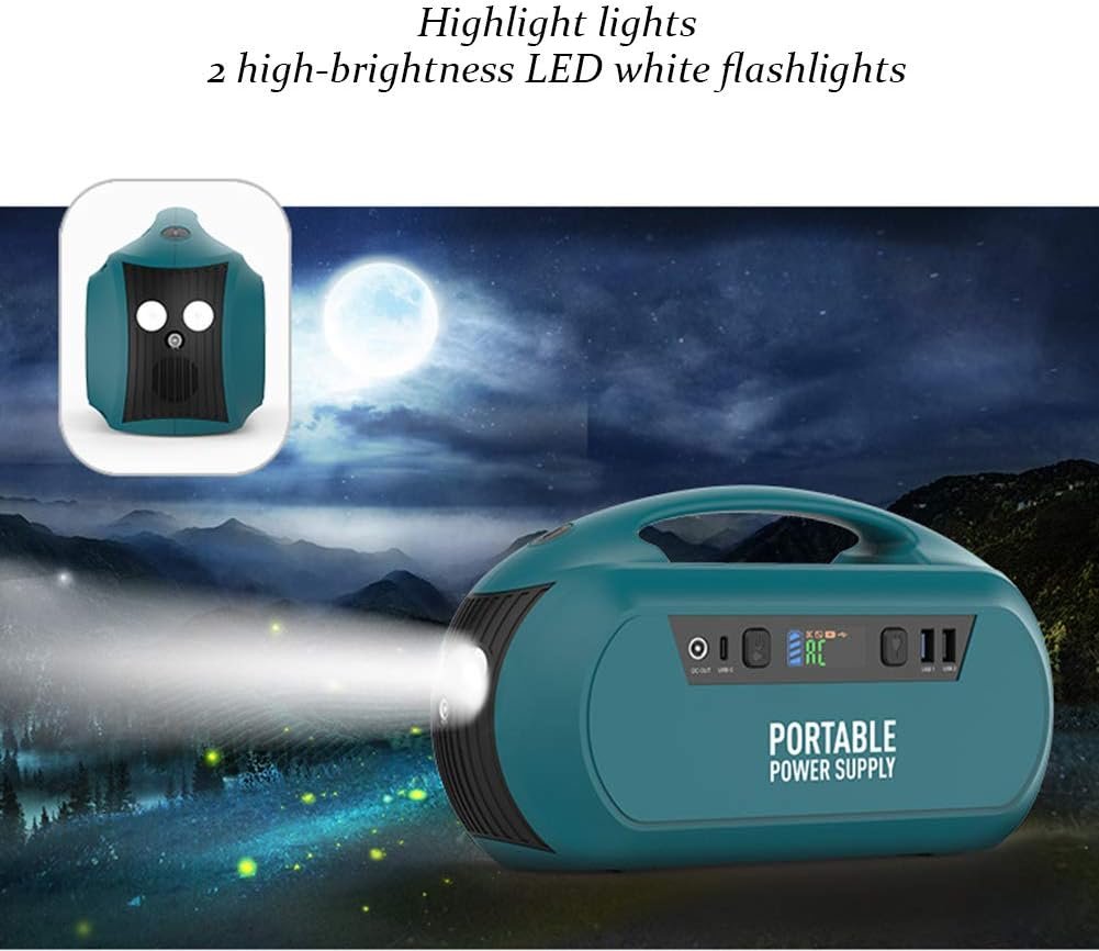 Portable Power Station and Outdoor Solar Generator, 100 Rated Watts and 150 Peak Watts, 60000 mAh Lithium-Ion Battery (Solar Panel Not Included),Green,220V