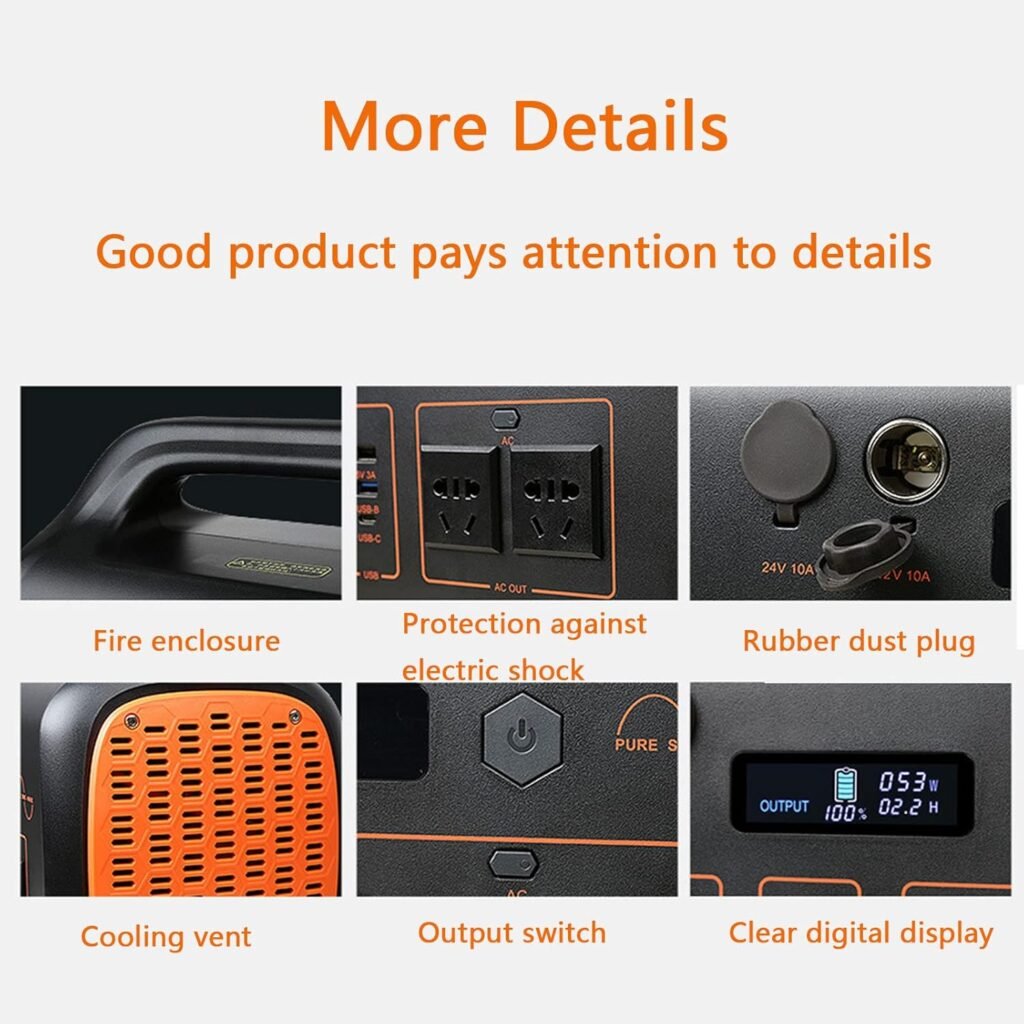 1506Wh Portable Power Station 1500W(Peak 3000W) Outdoor Solar Generator 59800mAh Mobile Lithium Battery Pack Pure Sine Wave AC Outlet Fit for Camping, Adventure, Emergency
