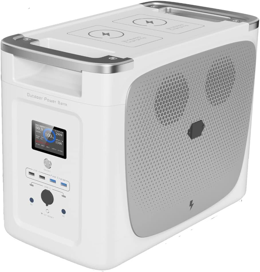OFFOF Portable Power Station 2048Wh UPS Solar Generator, E-Turbo Tech, WiFi Functions, Minutes Charging Time Full. AC Sockets for Camping, Travel, Garden, Balcony, DIY and Emergency Generator