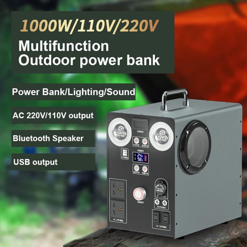 Portable Home Backup Power Supply, 1087Wh Lithium Battery Solar Generator (Solar Panel Not Included) Backup Power Supply, for Outdoors Camping Fishing Emergency Home,110V/1000W~087wh          [Energy Class A]