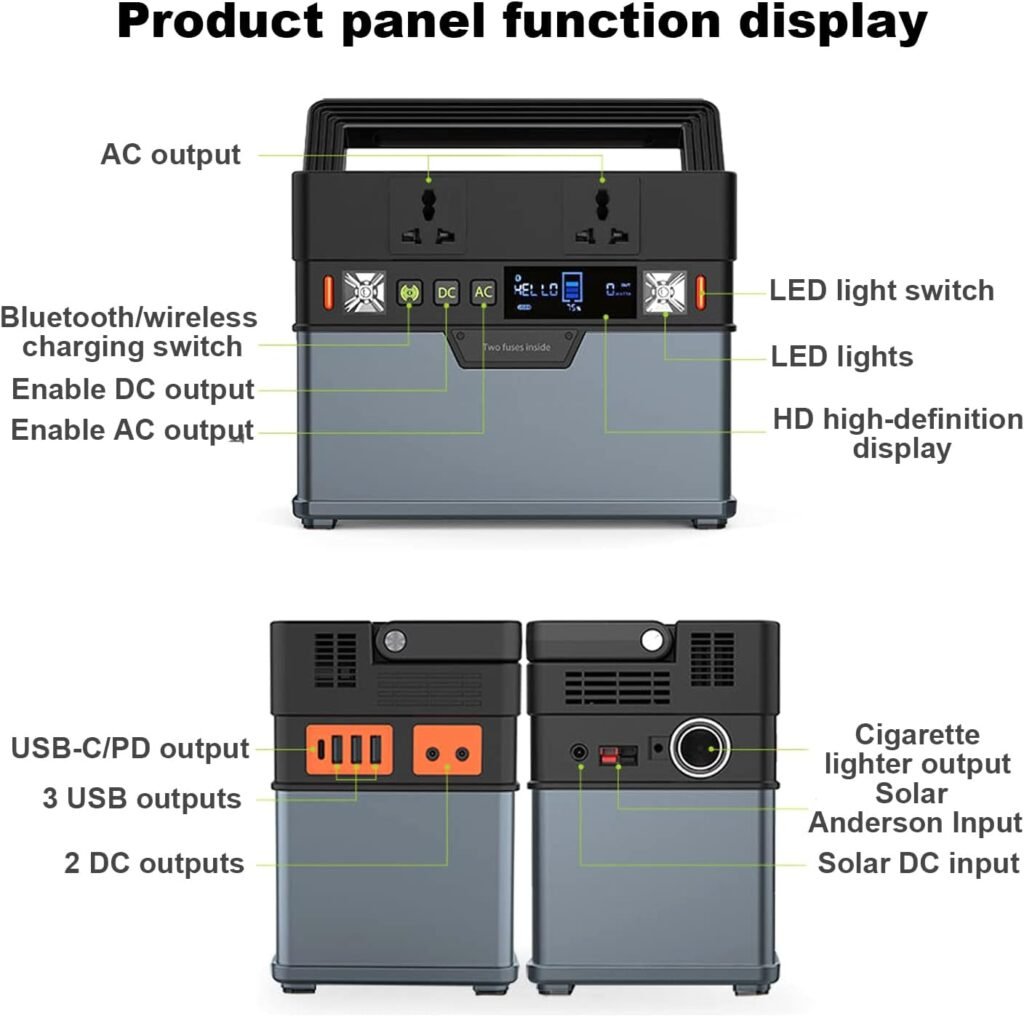 Portable Power Station 700W/606Wh lithium battery Backup Solar Generator, with AC Outlets, 60W USB-C Emergency Supplies for Outdoor Camping Road Trip Home Use,220V [Energy Class A]