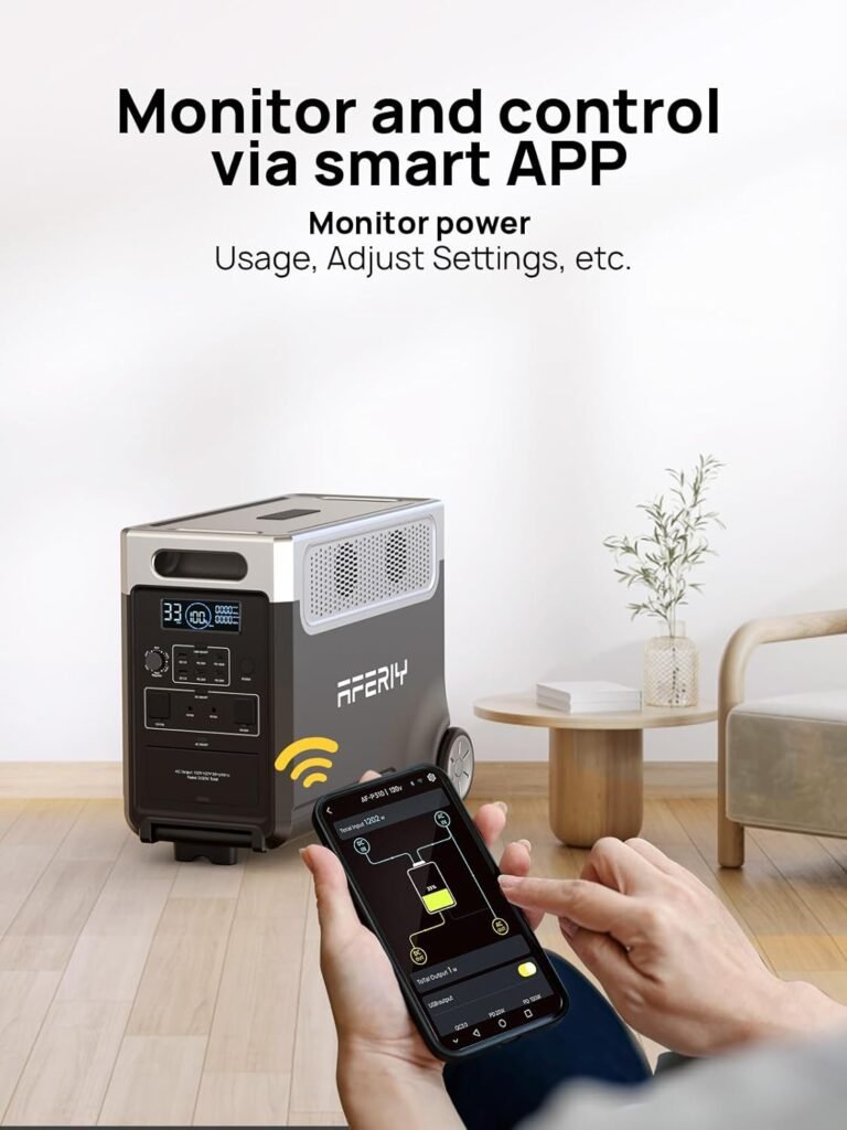 AFERIY Portable Power Station 3600W 3840Wh, with 4x 400W Portable Solar Panel, Expandable Battery 3.8-11.5kWh, Fast Charging Solar Generator, Portable Power Station for Outdoor and Home