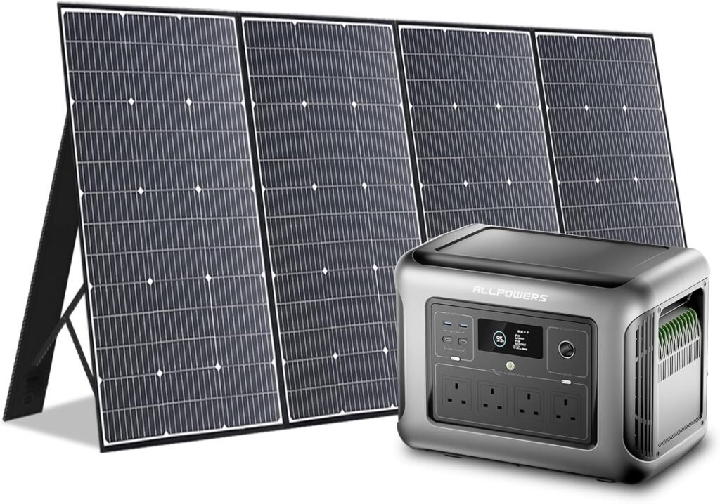 ALLPOWERS R1500 LITE Portable Power Station with Solar Panel 400W: 1056Wh LFP Battery Backup w/ 1600W AC/100W USB-C Outlet Solar Generator Fast Charging Electric Generator for Camping RVs Off-Grid