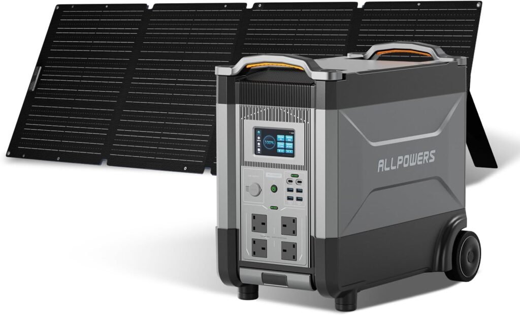 ALLPOWERS R4000 Outdoor Generator with Solar Panel 400W, 3456Wh LiFePO4 Portable Power Station, Huge 4000W AC Output, UPS Solar Generator For Home Backup RV Travel Outdoor Camping ALLPOWERS R4000 Outdoor Generator with Solar Panel 400W, 3456Wh LiFePO4 Portable Power Station, Huge 4000W AC Output, UPS Solar Generator For Home Backup RV Travel Outdoor Camping