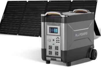 ALLPOWERS R4000 Outdoor Generator with Solar Panel 400W, 3456Wh LiFePO4 Portable Power Station, Huge 4000W AC Output, UPS Solar Generator For Home Backup RV Travel Outdoor Camping