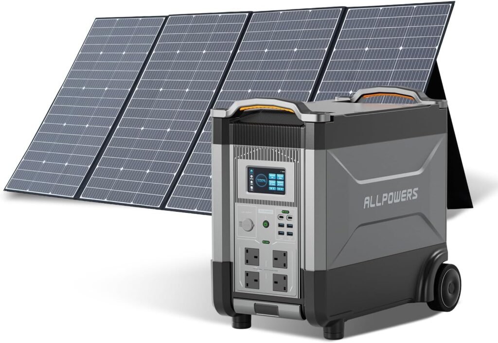 ALLPOWERS R4000 Outdoor Generator with Solar Panel 400W, 3456Wh LiFePO4 Portable Power Station, Huge 4000W AC Output, UPS Solar Generator For Home Backup RV Travel Outdoor Camping ALLPOWERS R4000 Outdoor Generator with Solar Panel 400W, 3456Wh LiFePO4 Portable Power Station, Huge 4000W AC Output, UPS Solar Generator For Home Backup RV Travel Outdoor Camping
