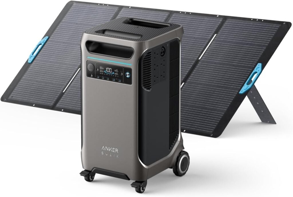 Anker SOLIX F3800 Portable Power Station with 400W Solar Panel, 3840Wh LiFePO4 Battery, 6000W AC output with 120V/240V, Solar Generator for Home Use, RV, Emergencies, Power Outages, Outdoor Camping