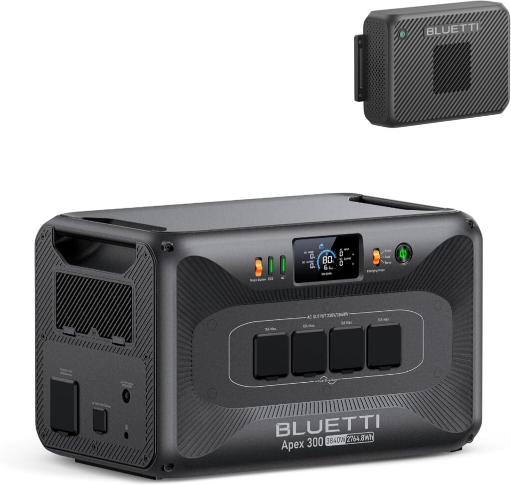 BLUETTI Solar Generator Apex  Charger (Ship Separately), 2764.8Wh LFP Battery Backup with 3840W AC Outlets (7680W Surge), 1200W Alternator Charger, 2.8 H Car Fast Charge, Ideal for Road Trips
