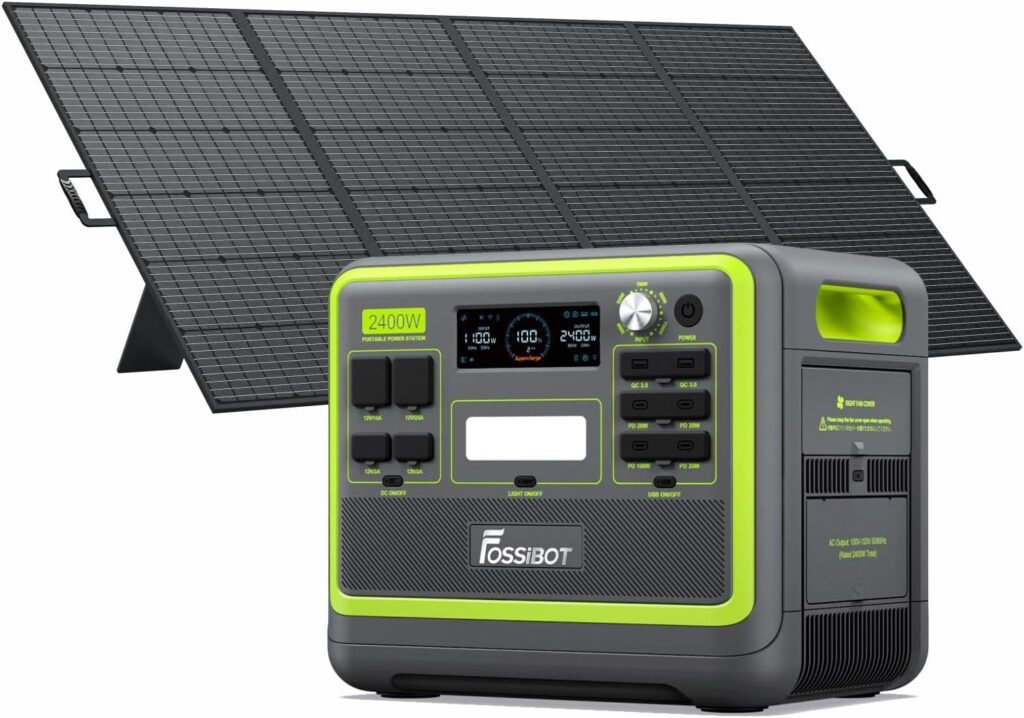 FOSSiBOT F2400 Portable Power Station With 420W solar panel, 2048Wh LiFePO4 solar-generator with x 230V AC Output 2400W (4800W Peak), Applicable to RV/Camping/Home FOSSiBOT F2400 Portable Power Station With 420W solar panel, 2048Wh LiFePO4 solar-generator with x 230V AC Output 2400W (4800W Peak), Applicable to RV/Camping/Home