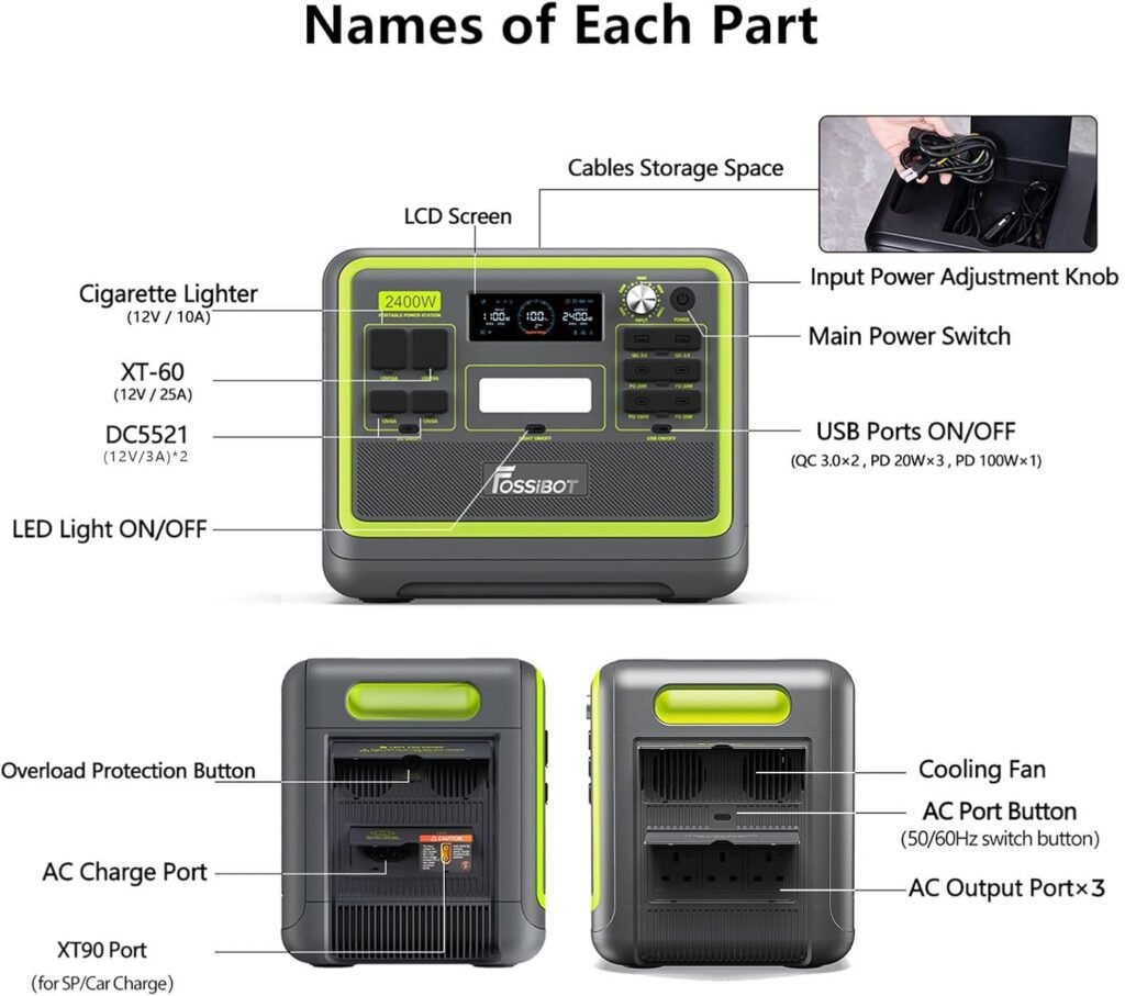 FOSSiBOT F2400 Portable Power Station With 420W solar panel, 2048Wh LiFePO4 solar-generator with x 230V AC Output 2400W (4800W Peak), Applicable to RV/Camping/Home FOSSiBOT F2400 Portable Power Station With 420W solar panel, 2048Wh LiFePO4 solar-generator with x 230V AC Output 2400W (4800W Peak), Applicable to RV/Camping/Home