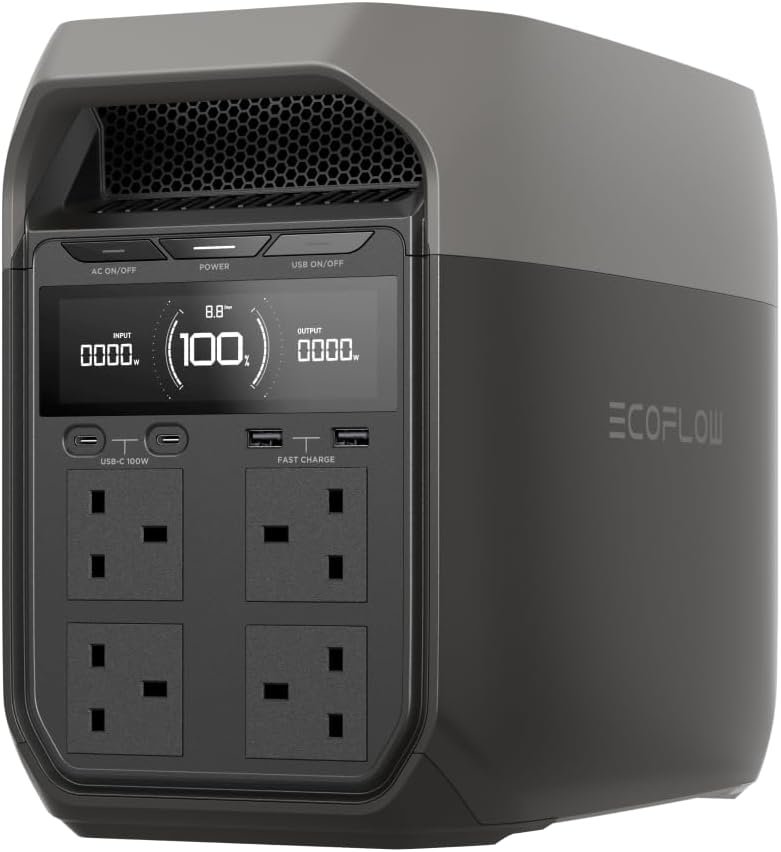 ECOFLOW DELTA Portable Power Station, 1024Wh Solar Generator, LiFePO4 Battery, 0-70% Quick Charge in Min, Expandable to 5kWh, Backup Power with UPS for Home, Camping  RV